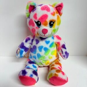 Build-A-Bear Workshop Rainbow Hearts Cat Leopard Plush Stuffed Animal 17in
